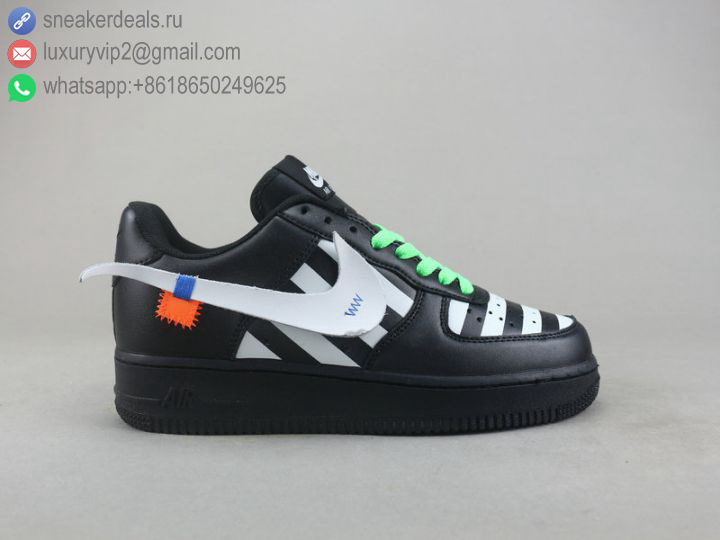OFF-WHITE X NIKE AIR FORCE 1 '07 BLACK WHITE LEATHER MEN SKATE SHOES